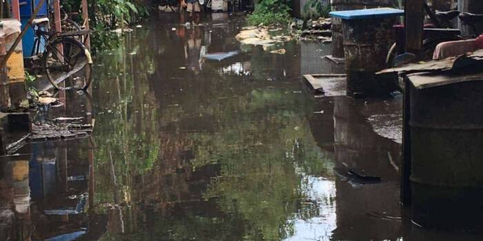 Flooded Yangon roadway