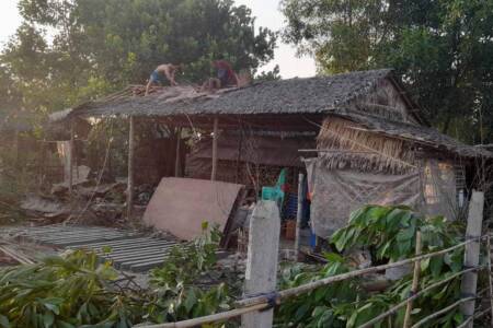 Building homes for displaced villagers 2