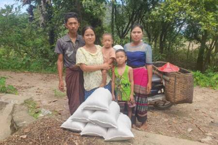 Family in Tanintharyi area receiving food supplies