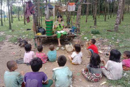 Sharing Bible stories with village children 2