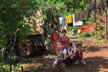 Displaced villagers- family