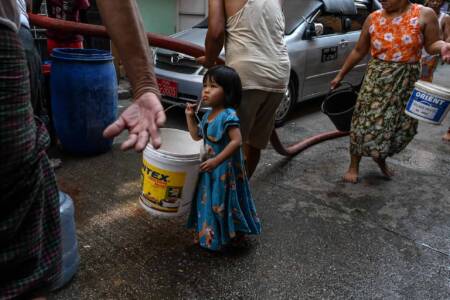 Water shortage-little girl with bucket