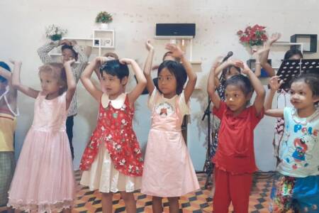 Children praising at Sunday School