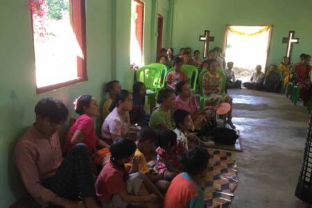 Church service in Yangon neighborhood