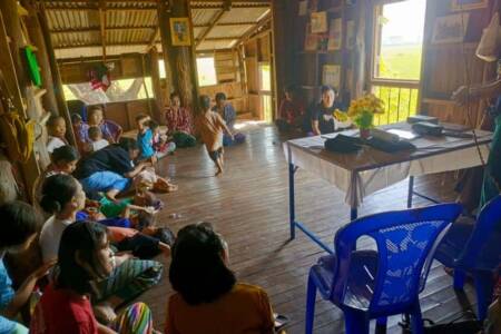 House church service Karen village