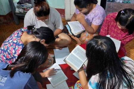 Small bible study group of girls