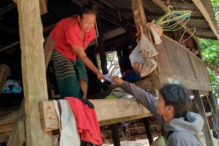 Distributing Christian brochure