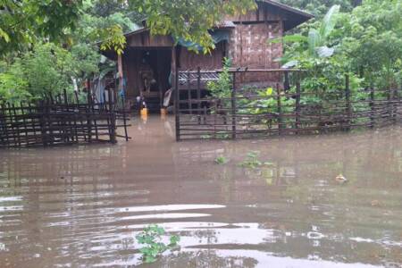 Monsoon flooding Karen State village