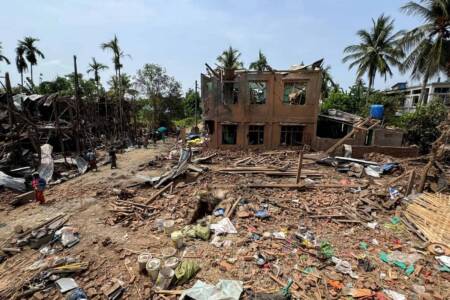 Destroyed buildings from junta bombing Destroyed buildings from junta bombing