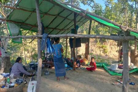 Temporary shelter by escaping villagers