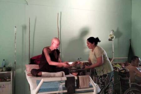 Visiting leprosy patient