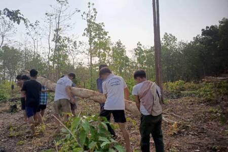 Clearing way for classroom structure Karen State