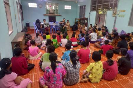 Education session for children of lepers