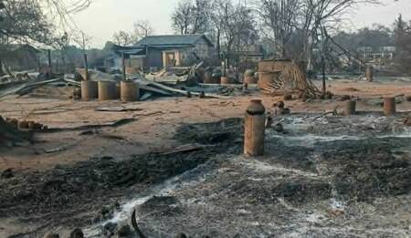 Torched homes in Mandalay area